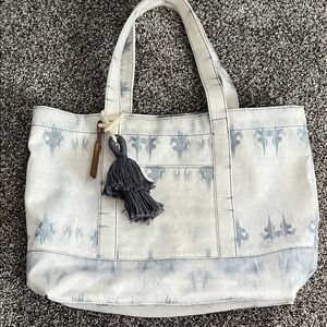 Lucky Brand Promo Bag Lucky Brand Blue Tie Dye Canvas Tote Bag Tassel